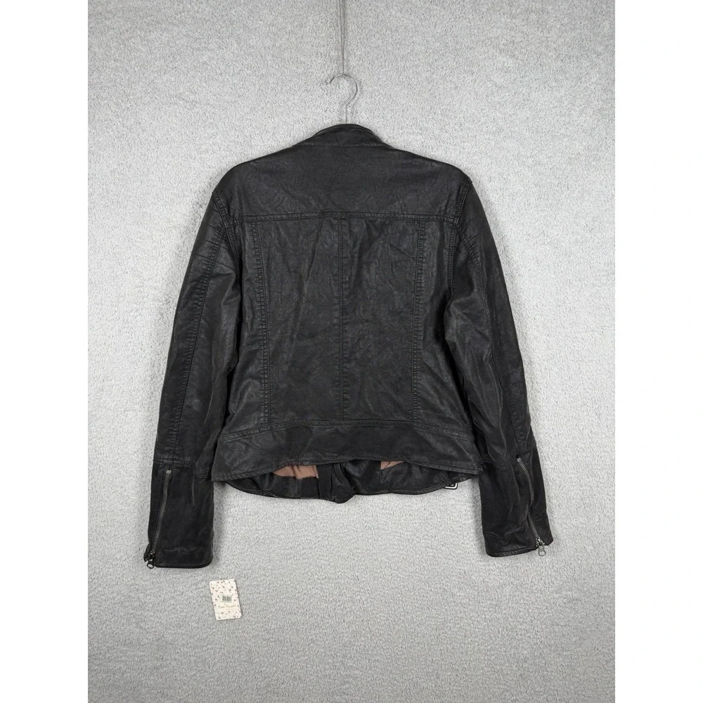 NWT We The Free People Faux Vegan Leather Moto Motorcycle Jacket Medium Biker L